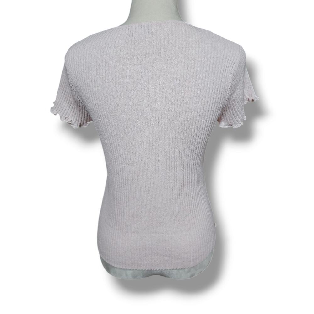 Fate Fitted Y2K Vibes Ribbed Pale Pink Top - Picture 3 of 5